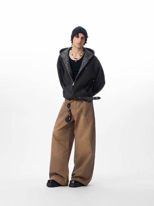 JHYQ Leopard Print Lined Cropped Hoodie | Face 3 Face