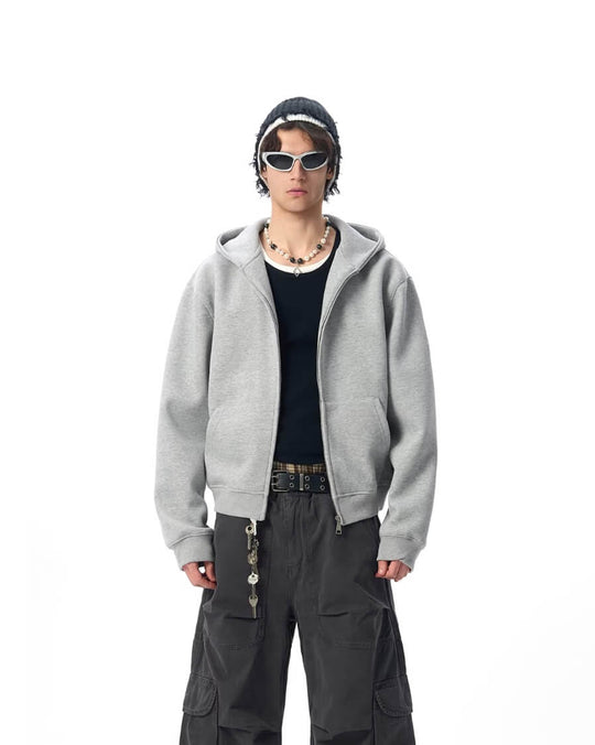 JHYQ Heavyweight Essential Cropped Zip Up Hoodie | Face 3 Face