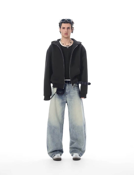 JHYQ Heavyweight Essential Cropped Zip Up Hoodie | Face 3 Face