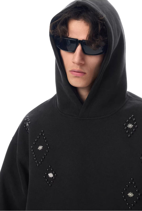 JHYQ Diamond Studded Eye Rivet Hoodie | Face 3 Face