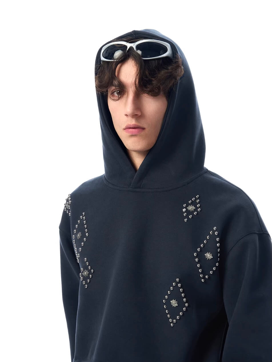 JHYQ Diamond Studded Eye Rivet Hoodie | Face 3 Face