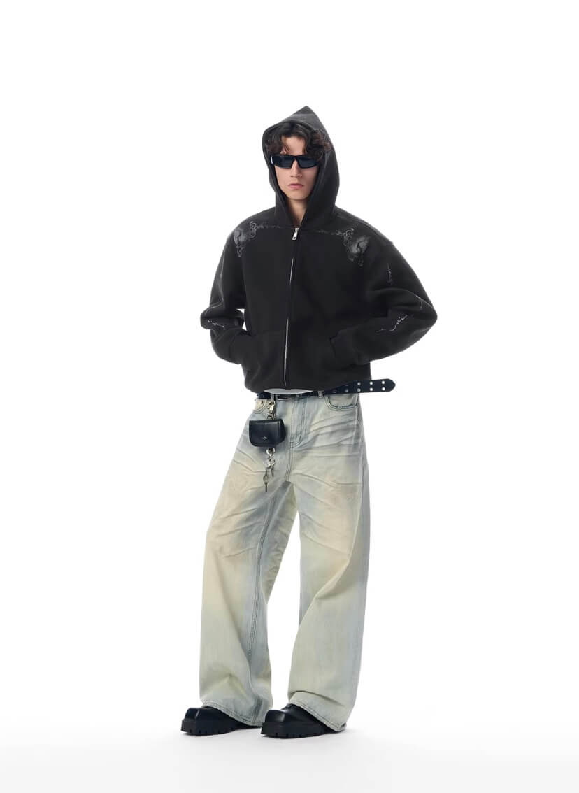 JHYQ Vine Horse Cropped Zip Up Hoodie | Face 3 Face