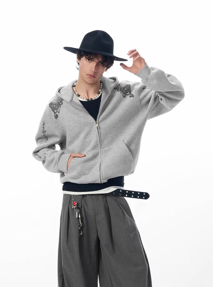 JHYQ Vine Horse Cropped Zip Up Hoodie | Face 3 Face