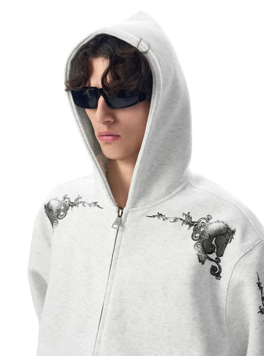 JHYQ Vine Horse Cropped Zip Up Hoodie | Face 3 Face