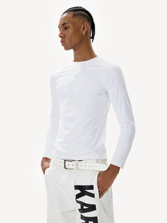 KARMANISTIC Quick Dry Stretch Fit Logo Embroidered Workout Long Sleeve Tee | Face 3 Face