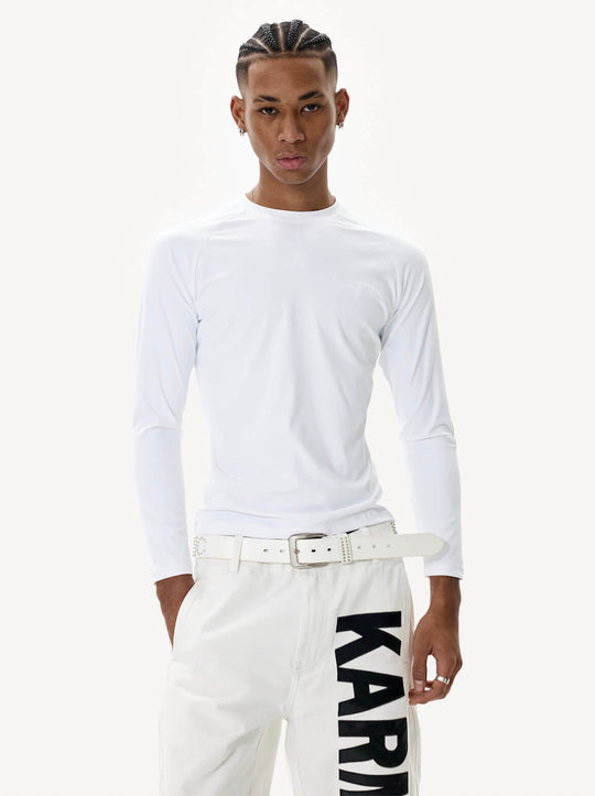 KARMANISTIC Quick Dry Stretch Fit Logo Embroidered Workout Long Sleeve Tee | Face 3 Face
