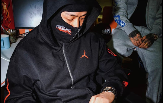 TGFCLUB Flame Pattern Masked Zip Up Hoodie | Face 3 Face