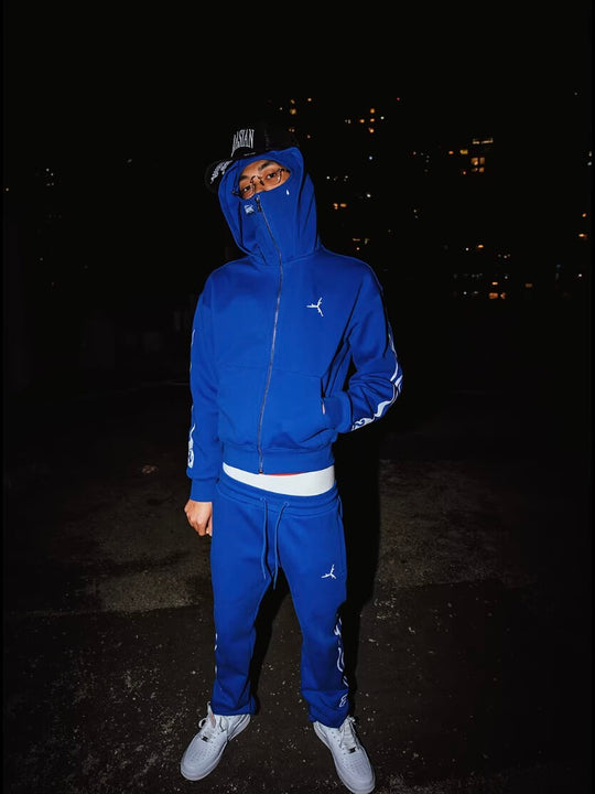 TGFCLUB Flame Pattern Masked Zip Up Hoodie | Face 3 Face