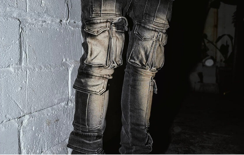 TGFCLUB Multi Pocket Washed Skinny Jeans | Face 3 Face