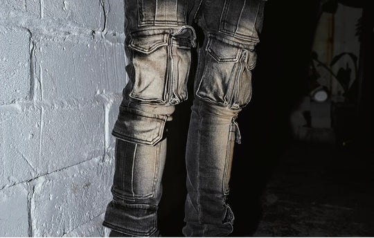 TGFCLUB Multi Pocket Washed Skinny Jeans | Face 3 Face