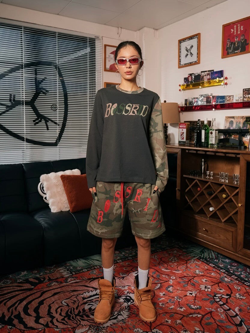 TGFCLUB Color Block Camo Slim Fit Long Sleeve Tee | Face 3 Face