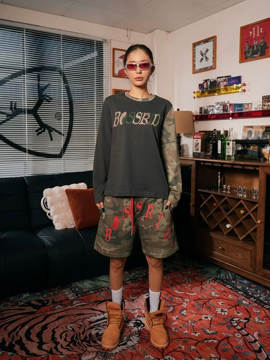 TGFCLUB Color Block Camo Slim Fit Long Sleeve Tee | Face 3 Face