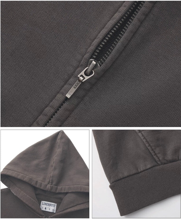 LIBERAFIT Vintage Dyed Zip Up Hoodie | Face 3 Face