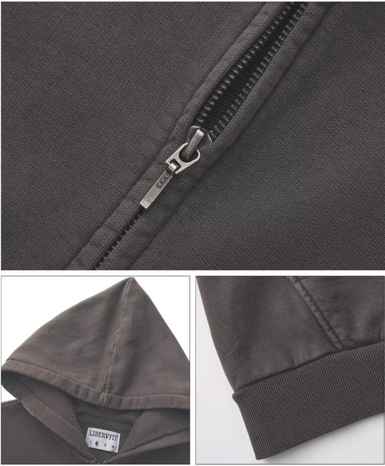 LIBERAFIT Vintage Dyed Zip Up Hoodie | Face 3 Face