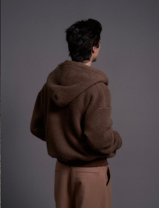 LIBERAFIT Wool Sherpa Hooded Zip Up Jacket | Face 3 Face