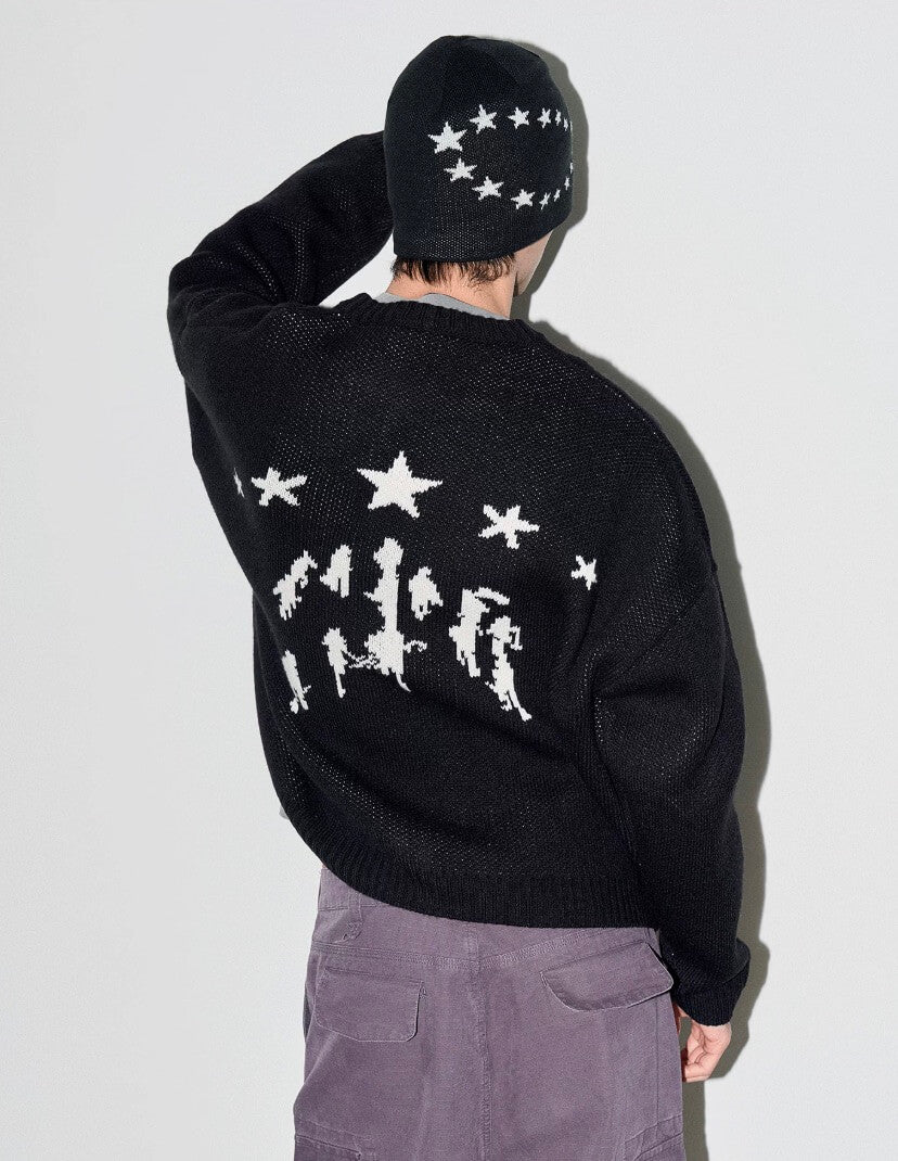 LIBERAFIT Star Jacquard Button Front Cowichan Cardigan | Face 3 Face