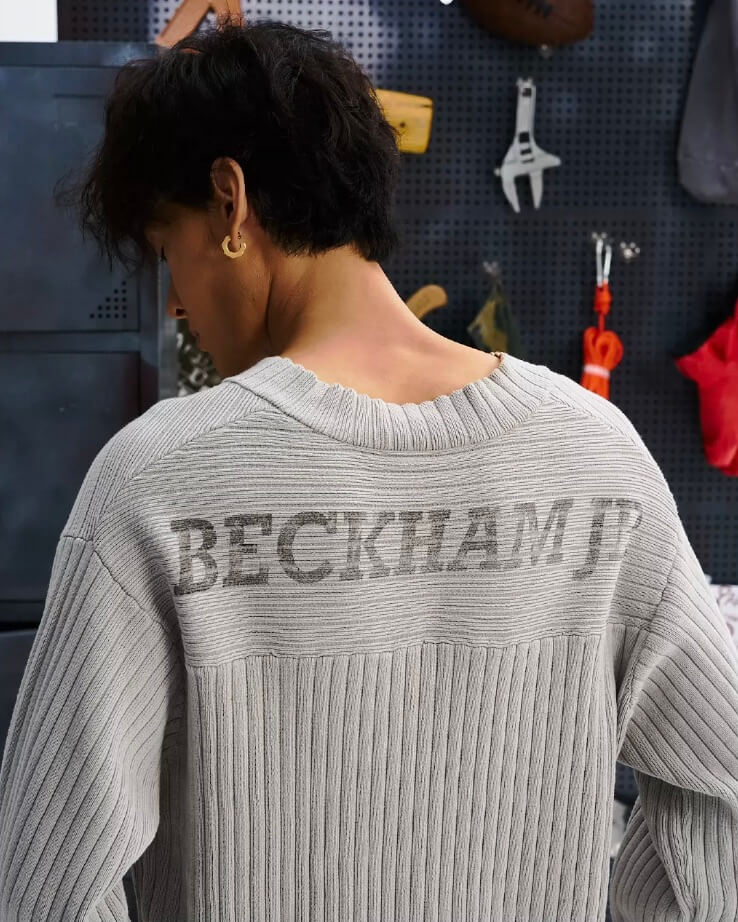 LIBERAFIT V Neck Ribbed Knit Long Sleeve Sweater | Face 3 Face