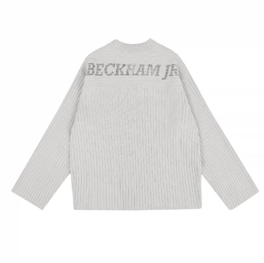 LIBERAFIT V Neck Ribbed Knit Long Sleeve Sweater | Face 3 Face