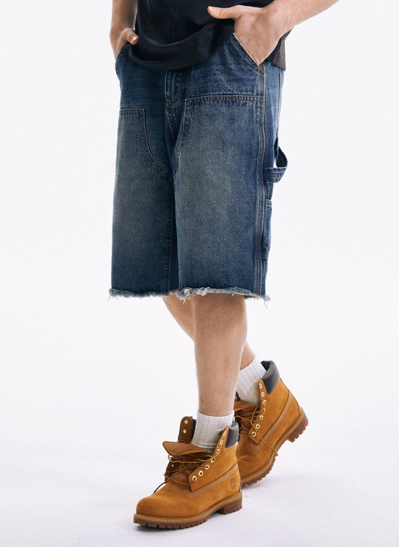 LIBERAFIT Double Knee Washed Denim Shorts | Face 3 Face