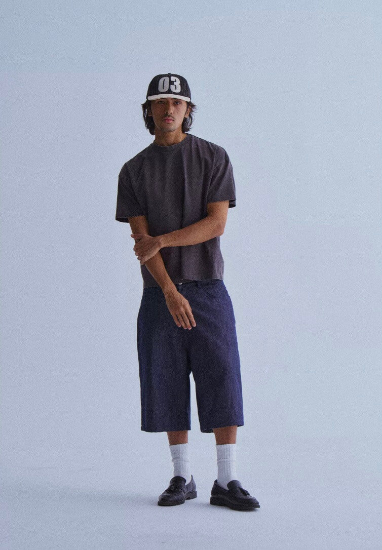 LIBERAFIT Raw Denim Below Knee Shorts | Face 3 Face