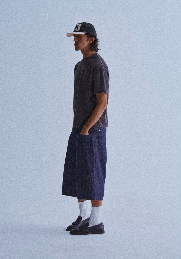 LIBERAFIT Raw Denim Below Knee Shorts | Face 3 Face