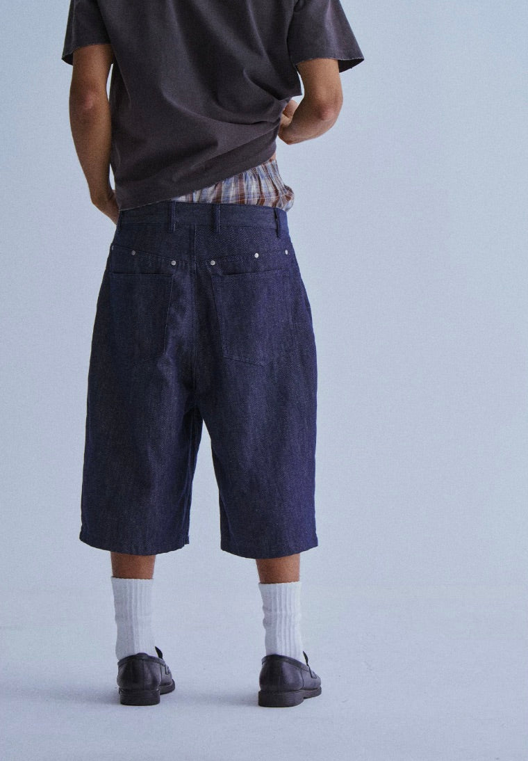 LIBERAFIT Raw Denim Below Knee Shorts | Face 3 Face