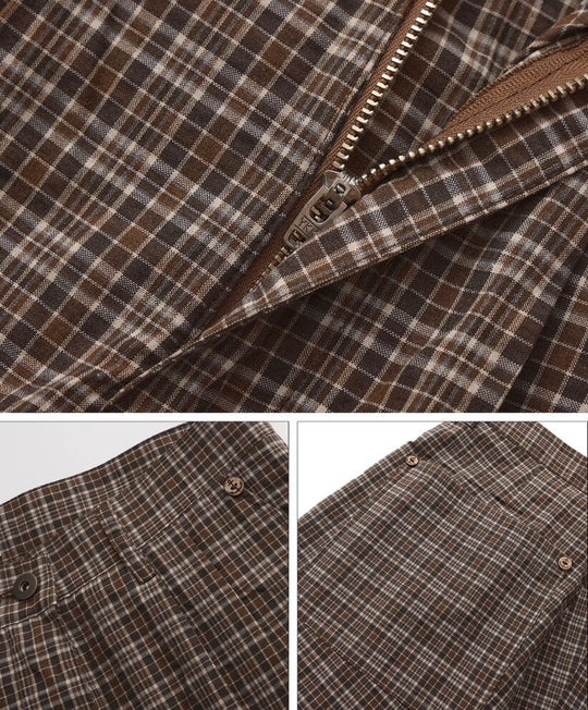 LIBERAFIT Plaid Seersucker Baggy Suit Pants | Face 3 Face
