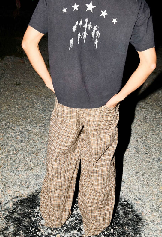 LIBERAFIT Plaid Seersucker Baggy Suit Pants | Face 3 Face