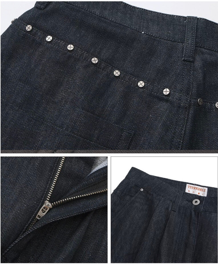 LIBERAFIT Raw Denim Pleated Dress Baggy Jeans | Face 3 Face
