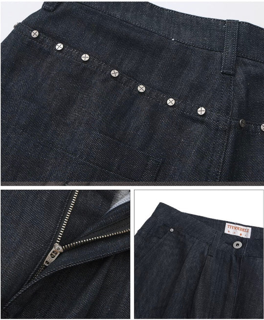 LIBERAFIT Raw Denim Pleated Dress Baggy Jeans | Face 3 Face