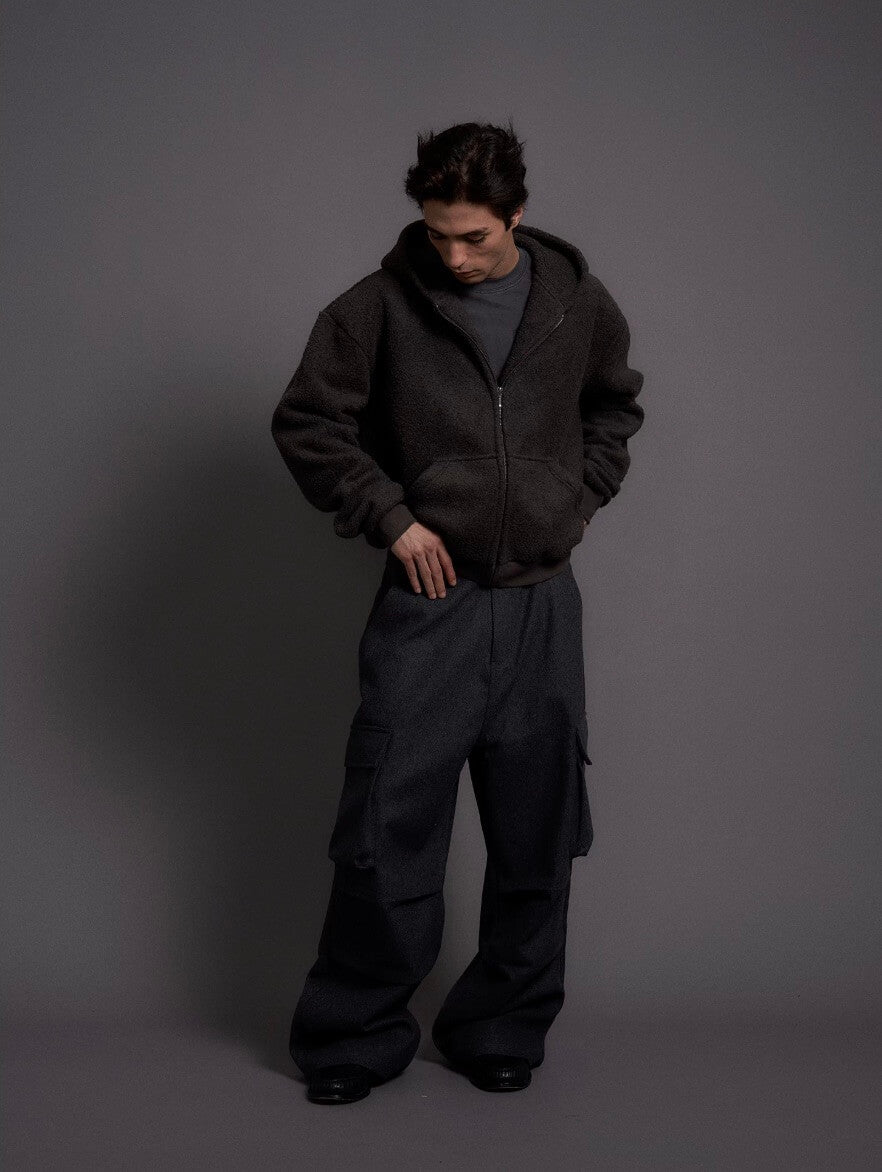 LIBERAFIT Wool Blend 3D Flap Pocket Baggy Cargo Pants | Face 3 Face