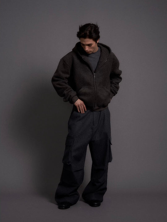 LIBERAFIT Wool Blend 3D Flap Pocket Baggy Cargo Pants | Face 3 Face