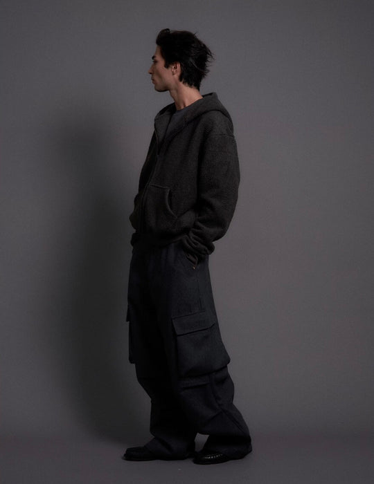LIBERAFIT Wool Blend 3D Flap Pocket Baggy Cargo Pants | Face 3 Face