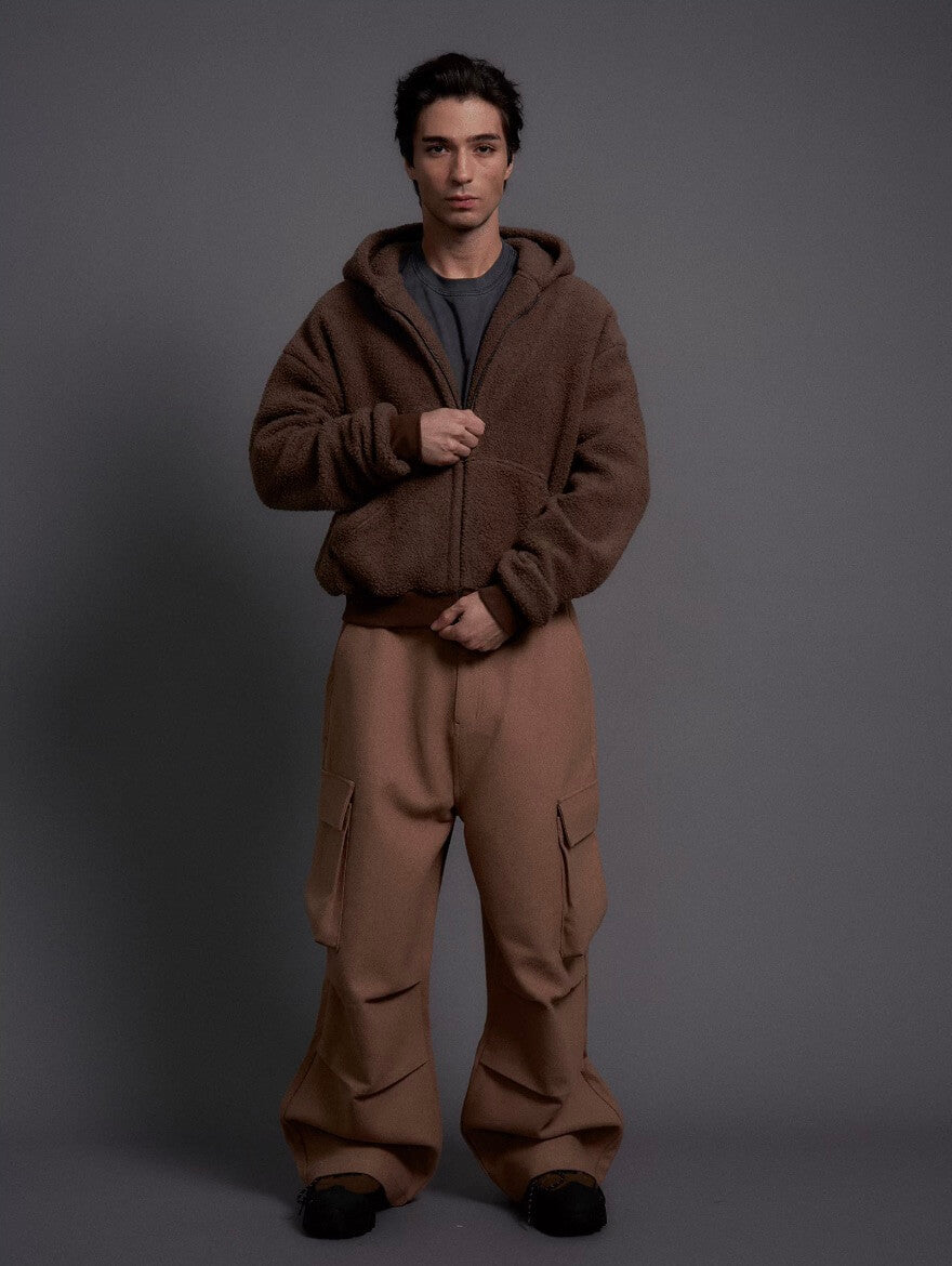 LIBERAFIT Wool Blend 3D Flap Pocket Baggy Cargo Pants | Face 3 Face