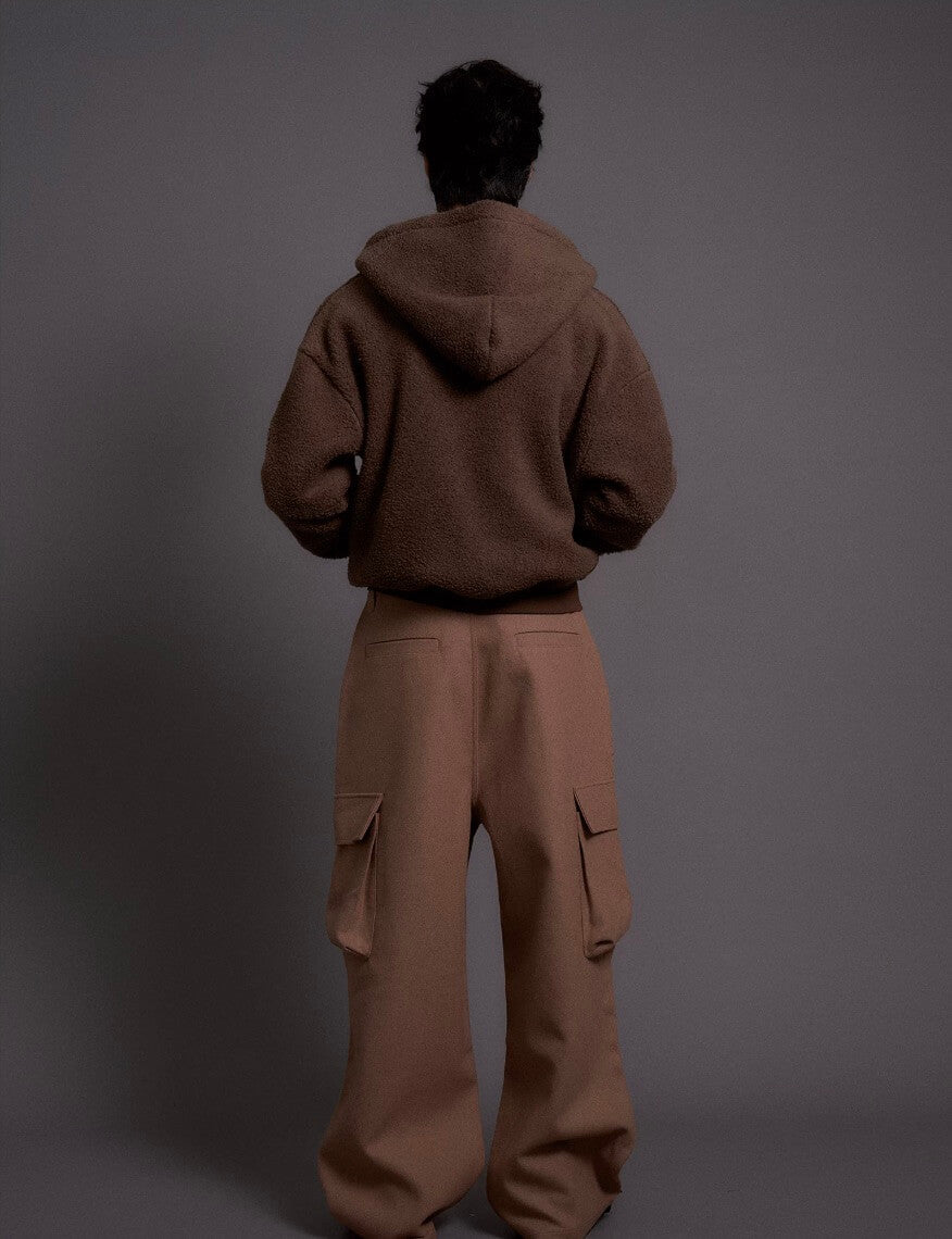 LIBERAFIT Wool Blend 3D Flap Pocket Baggy Cargo Pants | Face 3 Face