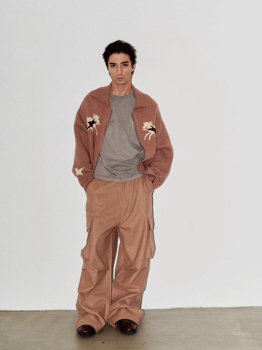 LIBERAFIT Wool Blend 3D Flap Pocket Baggy Cargo Pants | Face 3 Face