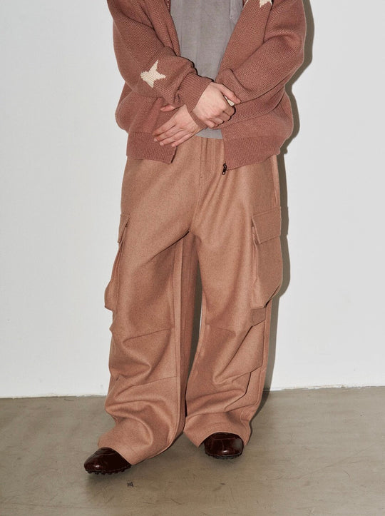 LIBERAFIT Wool Blend 3D Flap Pocket Baggy Cargo Pants | Face 3 Face