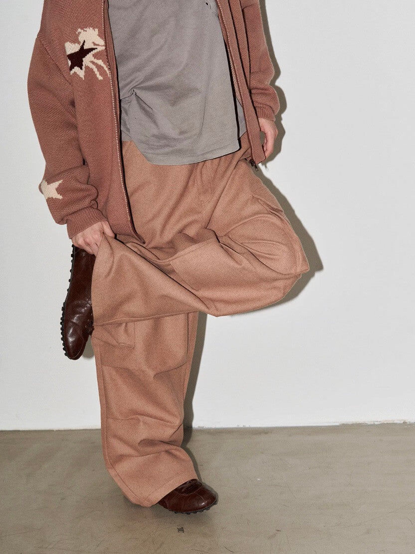 LIBERAFIT Wool Blend 3D Flap Pocket Baggy Cargo Pants | Face 3 Face