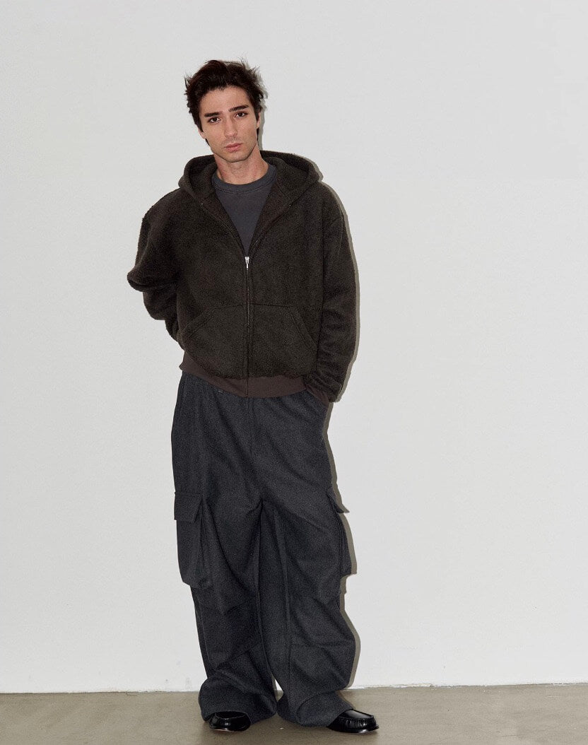 LIBERAFIT Wool Blend 3D Flap Pocket Baggy Cargo Pants | Face 3 Face