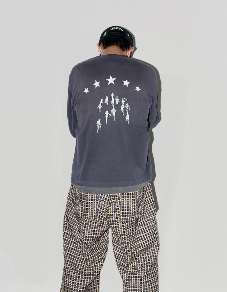 LIBERAFIT Star Graphic Vintage Dyed Distressed Long Sleeve Tee | Face 3 Face
