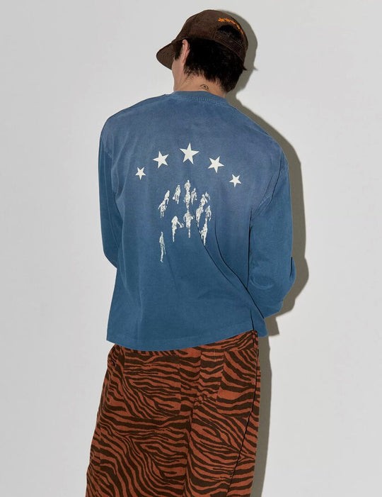 LIBERAFIT Star Graphic Vintage Dyed Distressed Long Sleeve Tee | Face 3 Face