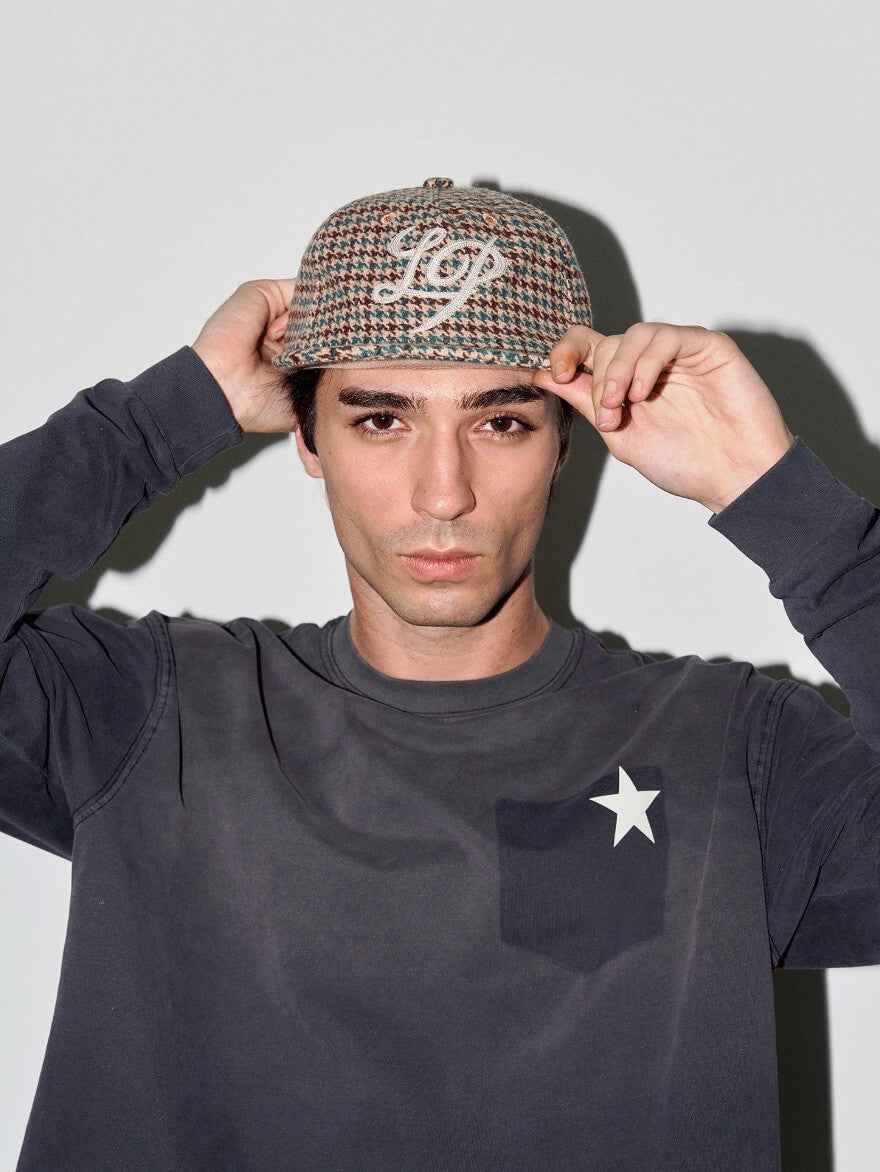 LIBERAFIT Chain Stitch Embroidered Wool Blend Houndstooth Baseball Cap | Face 3 Face