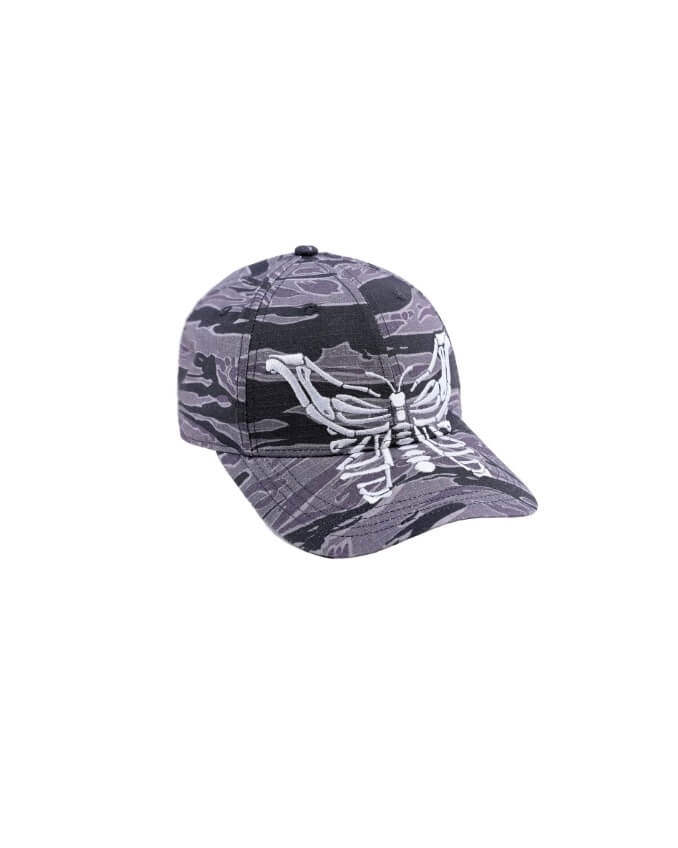 LIBERAFIT Skeleton Butterfly Embroidered Camo Racing Cap | Face 3 Face