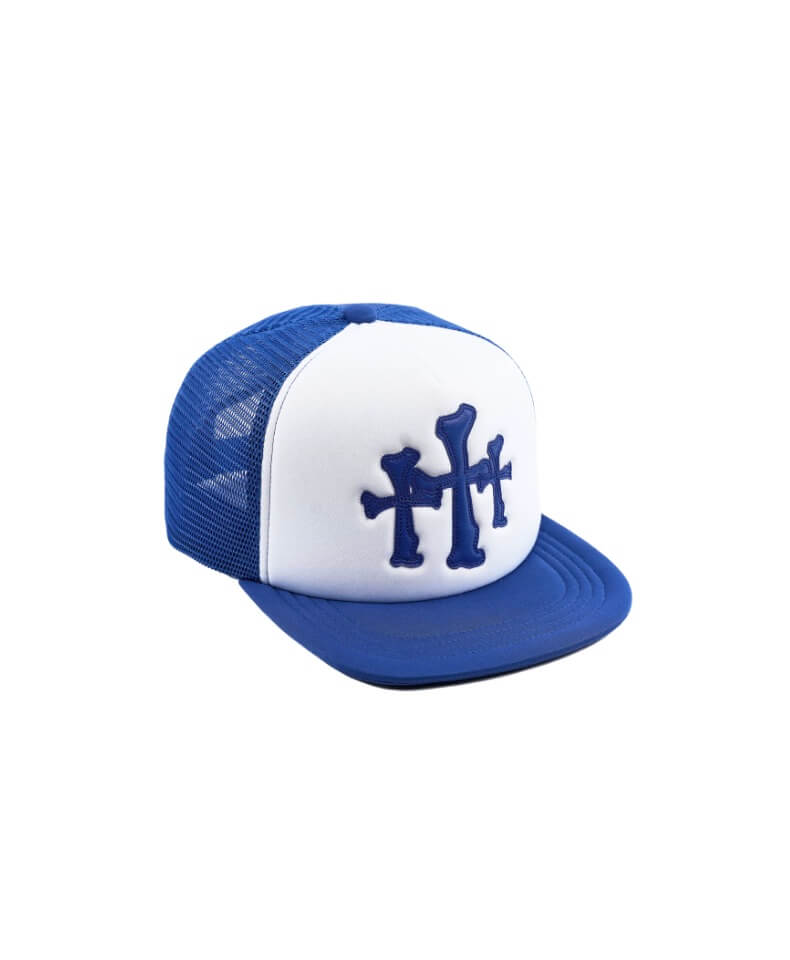 LIBERAFIT Crossbones Leather Patch Trucker Cap | Face 3 Face