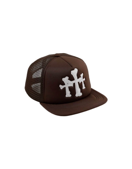 LIBERAFIT Crossbones Leather Patch Trucker Cap | Face 3 Face