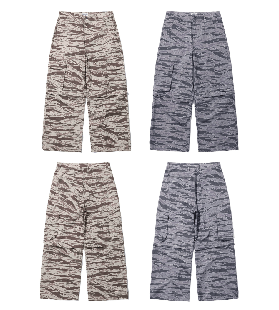 LIBERAFIT Tiger Camo 3D Patch Pocket Zip Off Cargo Pants | Face 3 Face