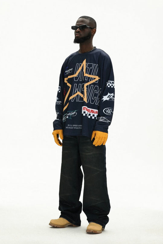 UNTILWERICH Star Print Long Sleeve Mesh Hockey Jersey | Face 3 Face