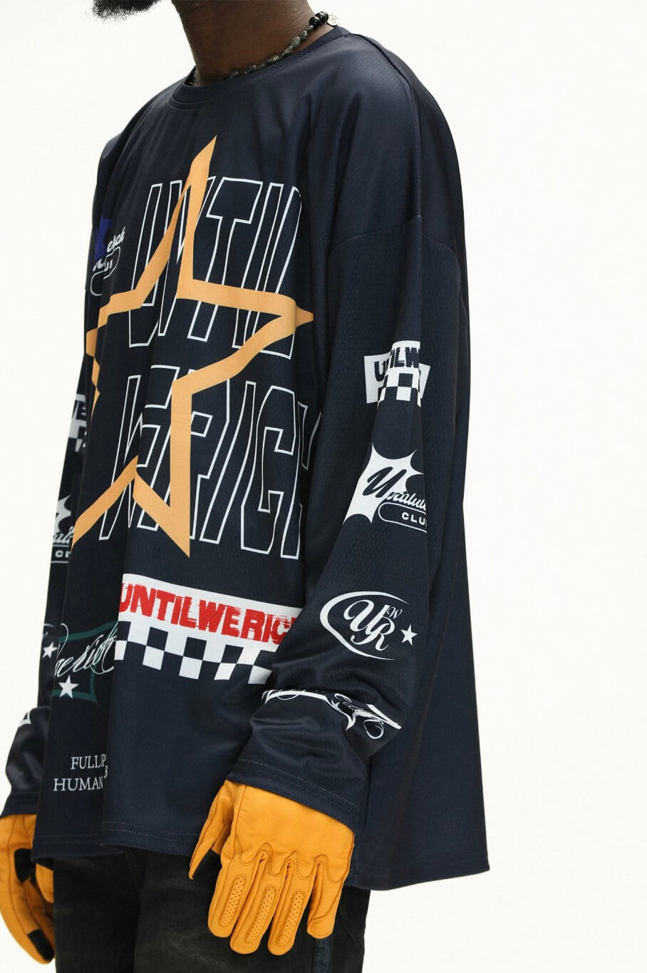 UNTILWERICH Star Print Long Sleeve Mesh Hockey Jersey | Face 3 Face
