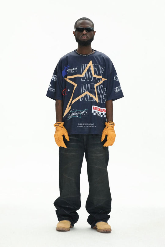 UNTILWERICH Star Print Short Sleeve Mesh Hockey Jersey | Face 3 Face