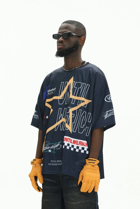 UNTILWERICH Star Print Short Sleeve Mesh Hockey Jersey | Face 3 Face